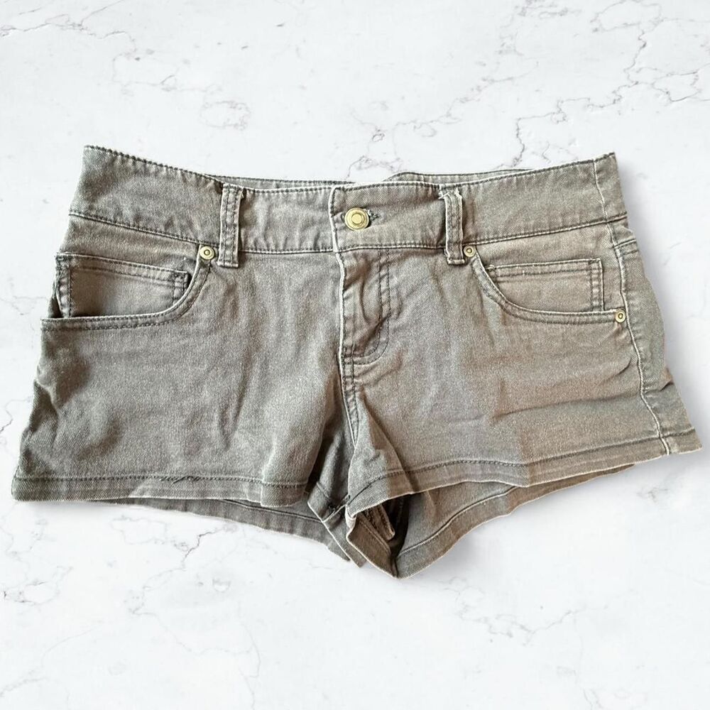 Vintage Y2K Rue21 Gray Denim Mini Short Shorts Size 26